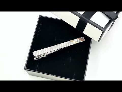 Срібний затискач для краватки з золотом БС747з розмір 65х6 мм вага 9.93 г, видео 1