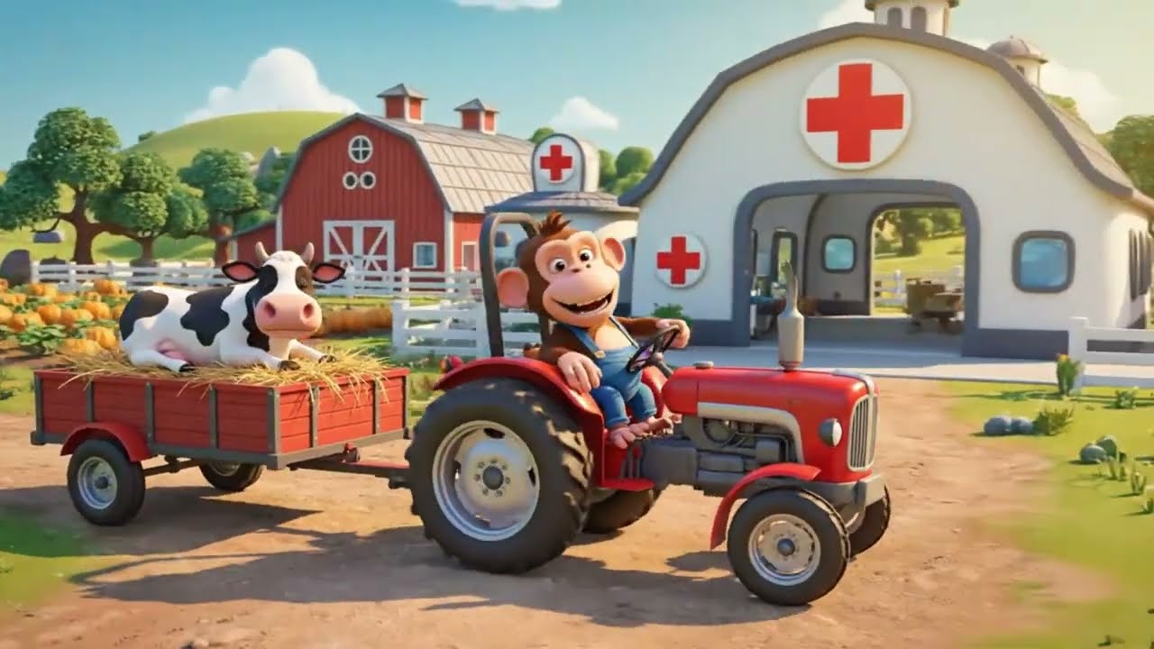 Adorable Monkey Farmer: Driving Tractors & Saving Animal Friends! | Kids Monkey Garden