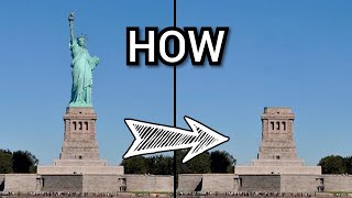 This is how David Copperfield make the Statue of Liberty vanish.