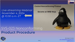 SYS-023 Control of Nonconforming Product