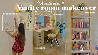 Aesthetic Vanity room makeover and room tour *PINTEREST INSPIRED* #roomtour #vanitymakeover