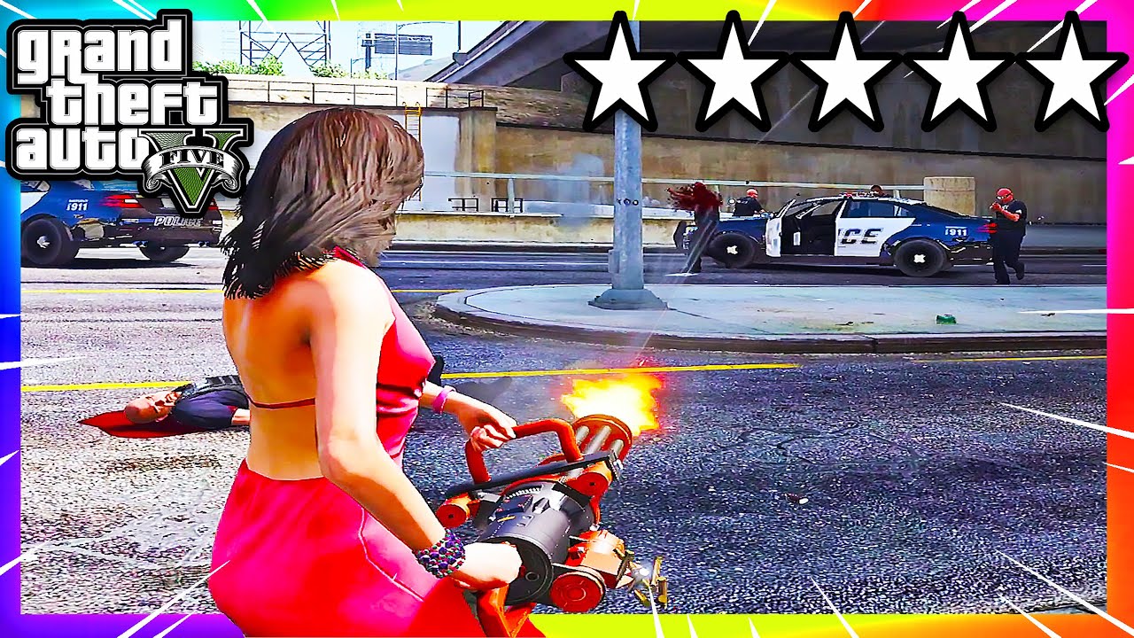 GTA 5 - EPIC FIVE STAR RAMPAGE ESCAPE + POLICE CHASE MAYHEM!!! (GTA V ...