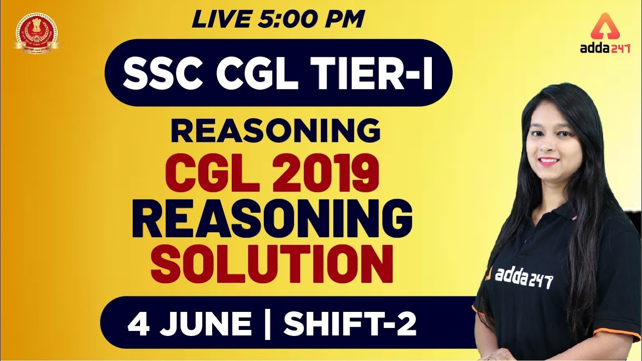 SSC CGL Tier 1 2019 | Reasoning | CGL 2019 Reasoning Solution | 4th June