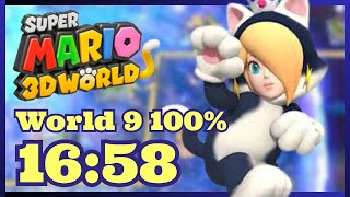Super Mario 3D World (Switch 2) World 9 100% RTA Speedrun in 16:58 (WR)