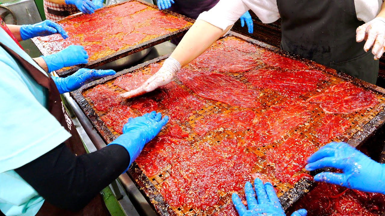 Как делают Spicy Jerky из свинины | Тайваньская уличная еда