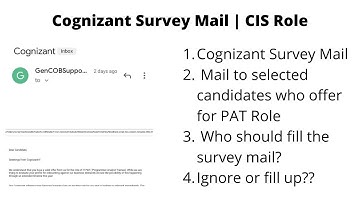 Cognizant Genc CIS Survey mail update | CIS Role | Fill up or Ignore?