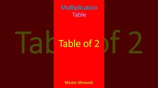 Table Of 2 Multiplication Table Of 2 Master Shivansh 