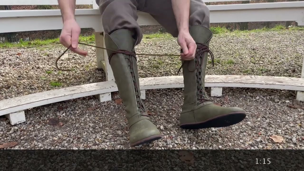 Botas altas de cuero Armstreet Medieval para hombre Bosque HEMA SCA LARP  Cosplay del Festival Ren zapatos con cordones -  España