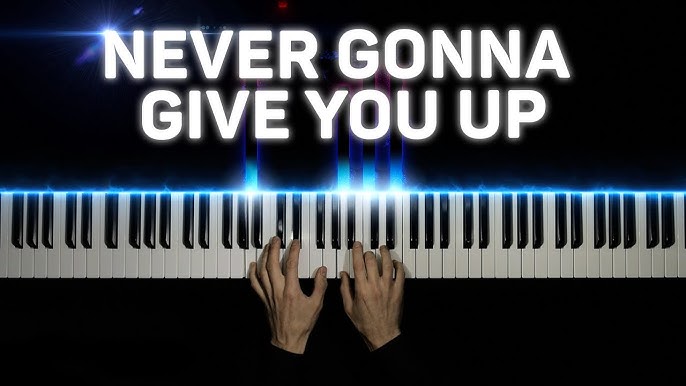 Never Gonna Give You up rick Roll chorus Only Intermediate Piano Sheet  Music With Note Names & Lyrics Printable Downloadable 