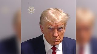 Mug shot of Donald Trump during speedy booking at Atlanta jail shows scowling former president