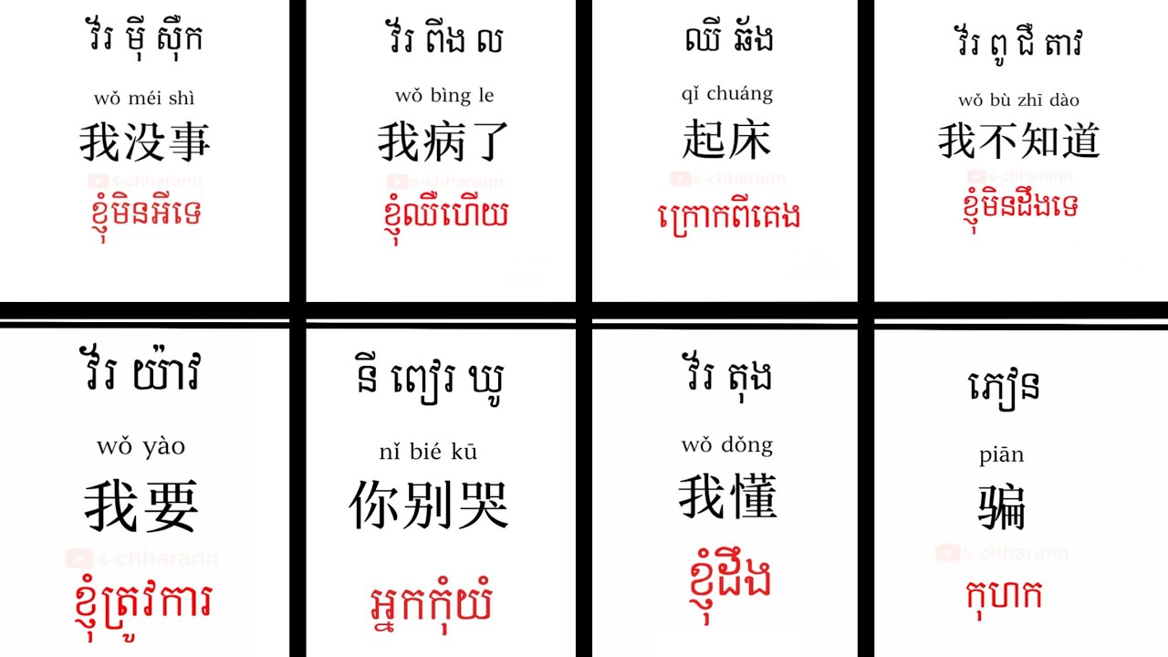 #រៀនភាសាចិន ប្រយោគប្រើប្រាស់ប្រចាំថ្ងៃ 学中文