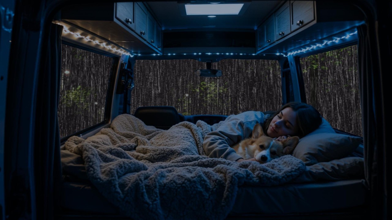 Relaxing Rain & Thunder on Cozy Car ⛈ Deep Sleep Sounds, Stress Relief & Peaceful Night Ambience
