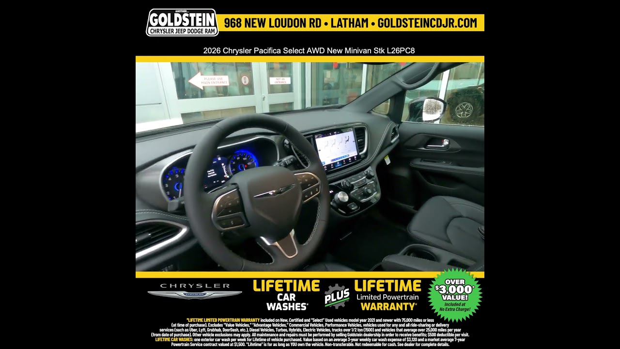 2026 Chrysler Pacifica Select AWD New Minivan Stk L26PC8