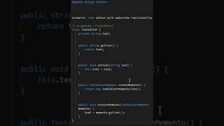 Memento Design Pattern #shorts