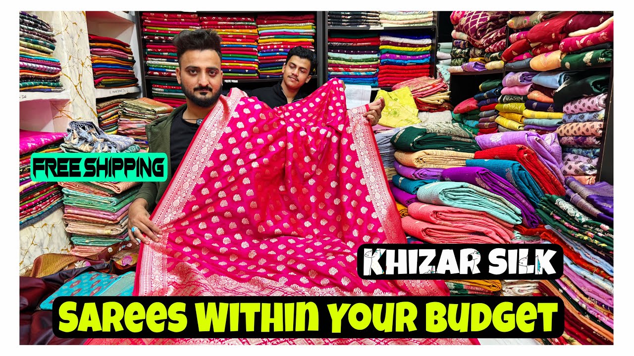 Buy Semi Banarasi Sarees In Varied Fabrics, Colours and Designs at Khizar Silk Est P Ltd, Banaras.