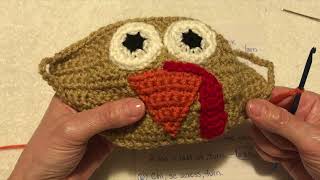Learn how to make a crocheted  turkey appliqué for your face mask