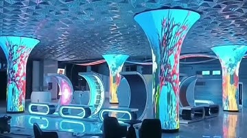 indoor creative led display with flexible led modules soft led module screen cylinder display