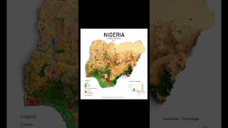 Nigeria 2024 landcover map showing water, trees, crops, built areas, and rangeland distribution✨️🔥
