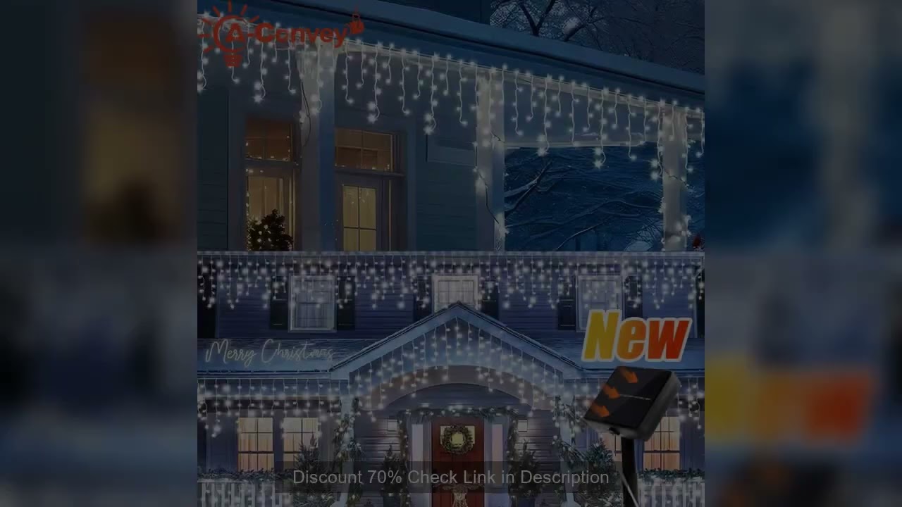 Solar LED Eaves Icicle String Lights 8 Lighting Modes Outdoor Waterproof Christmas Decorations Fairy