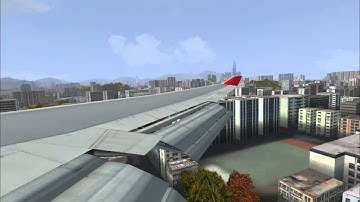 747 KAI-TAK "Checkerboard" Approach Flight Simulator X (Window View)