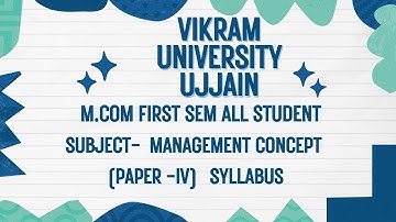 Vikram University Ujjain M.Com 1st Semester Sub - Management Concept Syllabus #viralvideo2025