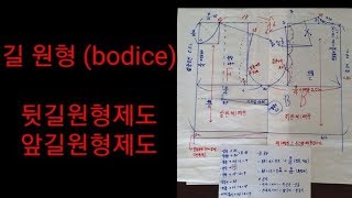 패턴bodice pattern ● 길원형패턴(앞.뒤)  상의기본원형 제도몽라의예쁜옷만들기