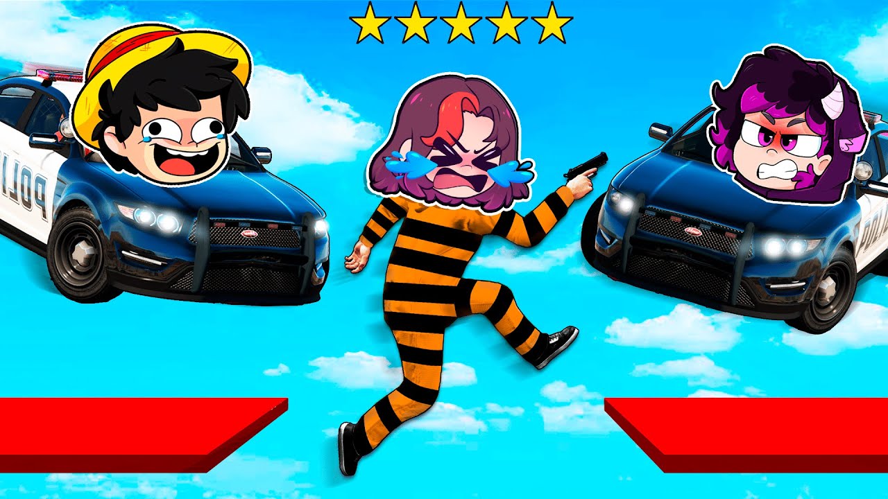 ¡CORRE QUE TE ATROPELLAN! 😈😭 POLICIAS VS LADRONES 😎 GTA V con FRANCISCOGAMES y RAMCORE