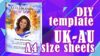 A4 Funeral Service Program Templates AU & UK