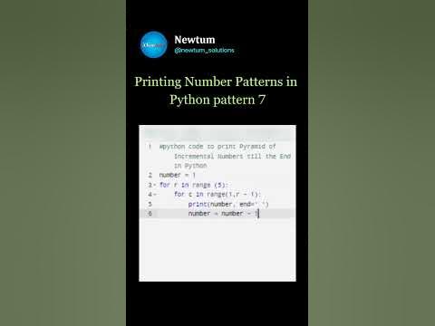 Printing Number Patterns in Python pattern 7.. #newtum #python # ...
