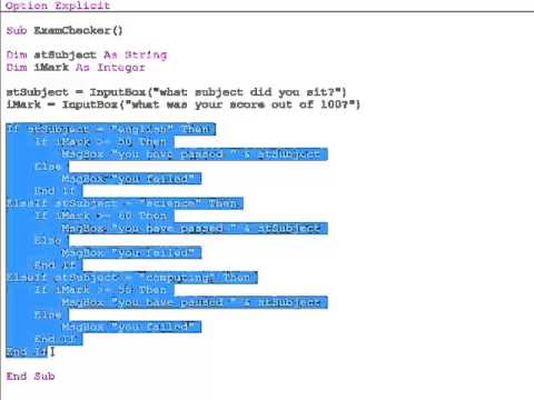 17. Introduction to Programming with VBA - Nested If Blocks - YouTube