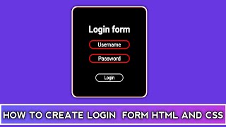 How To Create A Login Form In Html And Css Animated Login Form Using Vscode