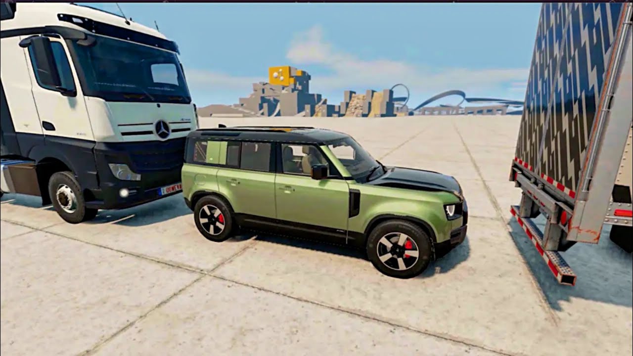 Cars vs 2 Giant Trucks! BeamNG Drive Car Crashes - YouTube