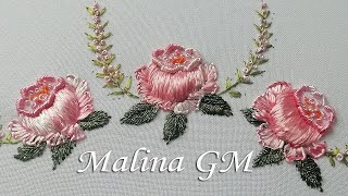 Silk 3D Roses  Hand embroidery  magic stitches