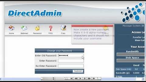 Changing your reseller password in DirectAdmin