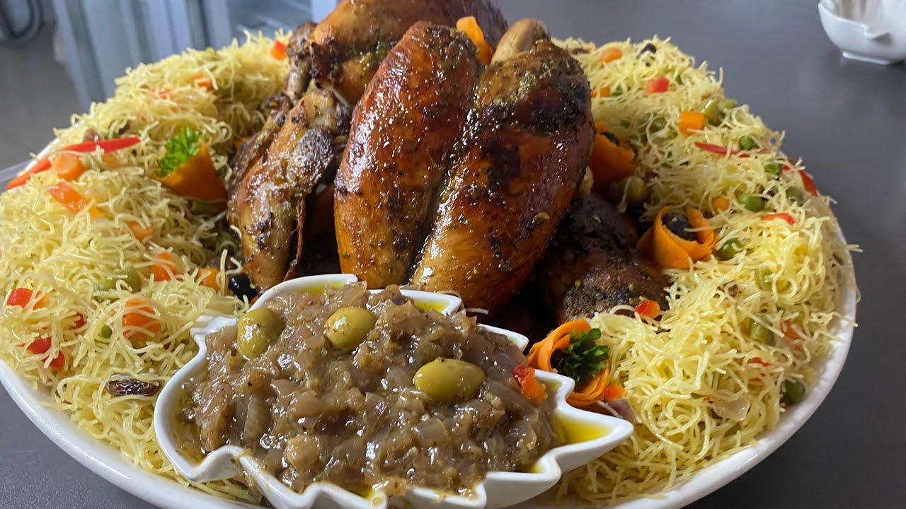 Vermicelles poulet braisé sauce oignons bonne fête de korité