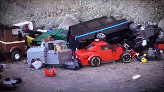 LEGO City 16 Car Pileup Crash 1000fps slow motion w aftermath