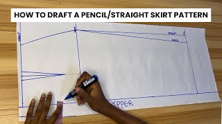 Easiest way to draft a BASIC SKIRT PATTERN /How to draft and cut a PENCIL skirt / SEWING 101 PART 12