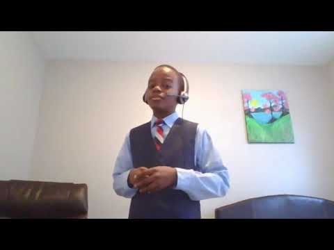 Jesudemilade Adediji, fifth-grader from Avalon Park Elementary in Chicago, recites his speech virtually during the 2nd Annual Foley & Lardner MLK Jr. Oratory Competition.