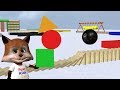 Wooden Dominoes Falling By Bowling Ball Draw Colorful Shapes By Dominoes For Children 