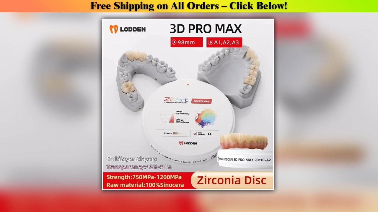 Lodden Zirconia Block 3D PRO Max High Strength Dental Lab CAD CAM Milling Materials 98mm Open