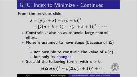 CL692 2x S128 Generalized Predictive Control Index to Minimize IIT Bombay