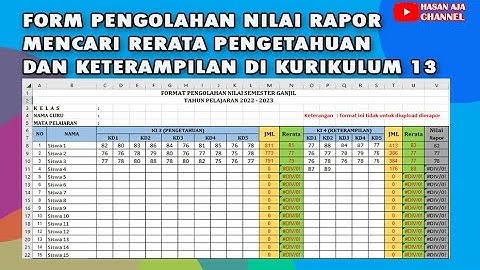 Form Pengolahan Nilai K13 Mencari Nilai Rerata Pengetahuan Dan Keterampilan