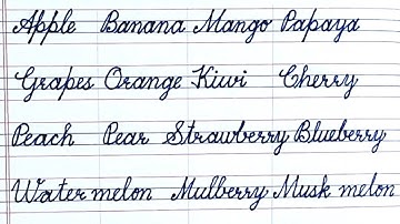 Fruits names in cursive writing । How to write Fruits names in cursivewriting।howtowritecursive