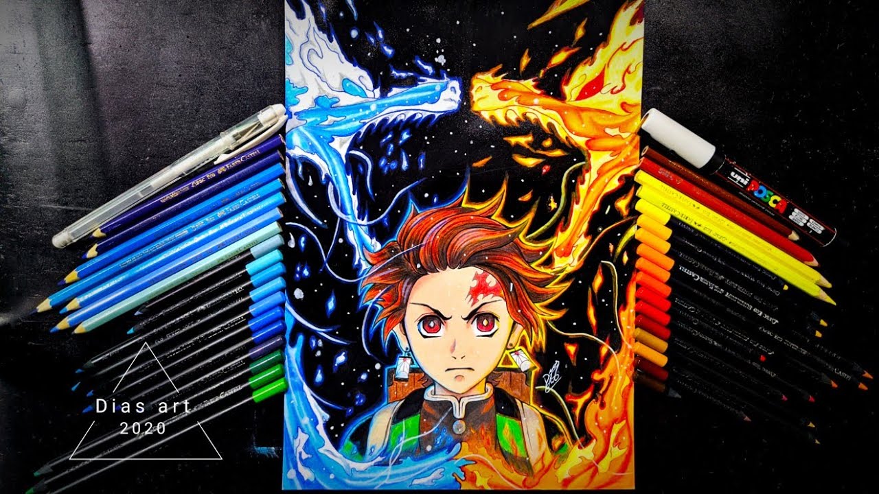 Tanjiro Kamado Kimetsu no Yaiba desenho a lápis