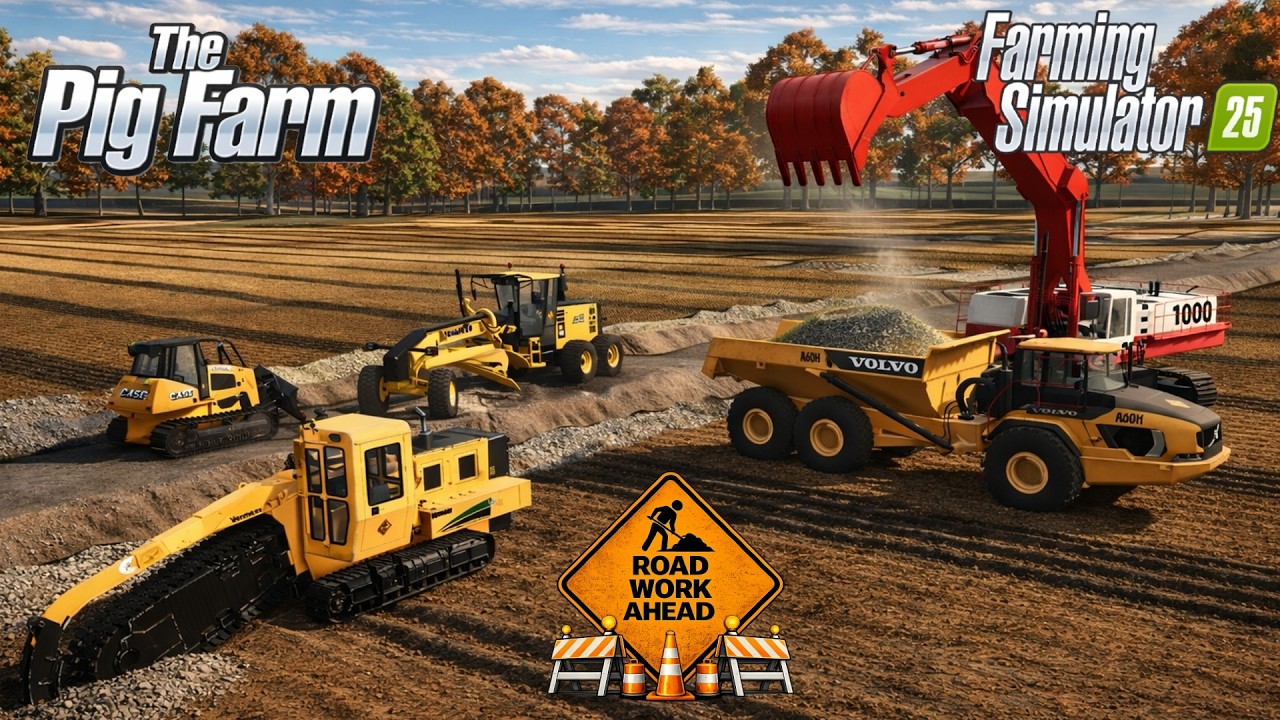 Мы использовали ОГРОМНУЮ технику для строительства собственной дороги для нашей свинофермы в FS25...