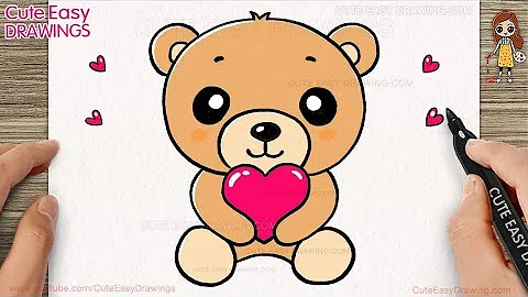 How to Draw the Cutest Teddy Bear with a Heart ! Easy Step-by-Step for Kids
