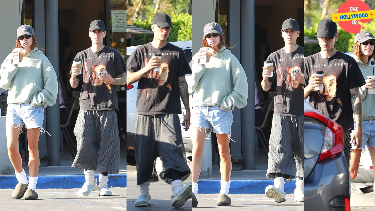 JUSTIN BIEBER ROCKS HIS VINTAGE CONCERT T-SHIRT DURING A COFFEE 