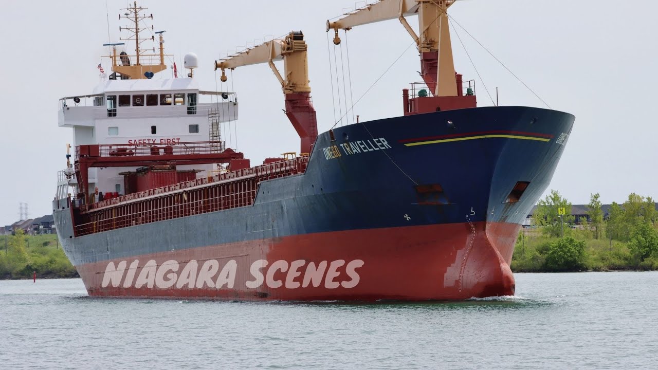 Cargo Ship ONEGO TRAVELLER Passes Port Robinson on the Welland Canal