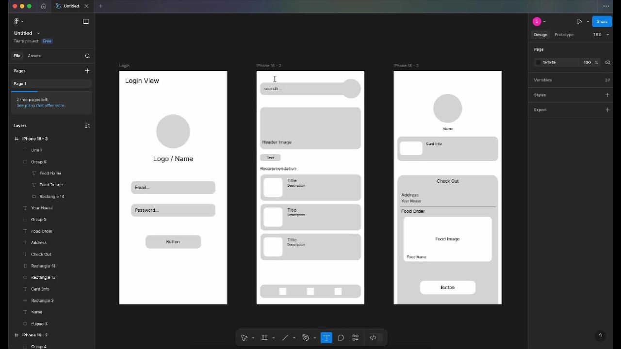 App food order Wireframe design in figma - YouTube