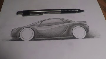 Realistic car side view time lapse drawing with Zebra M-301